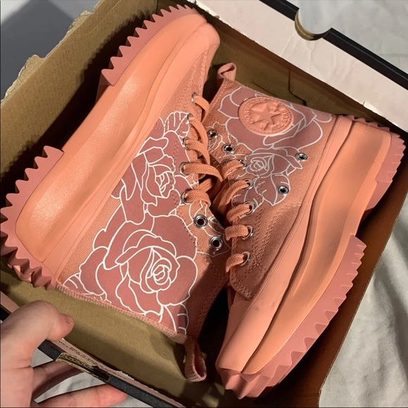 Converse Run Star Hike Platform Natasha Cloud Floral Roses Hugh Top Shoes - New - Picture 6 of 10